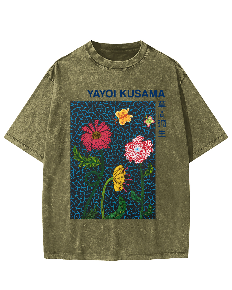 Yayoi Kusama Flower Art Vintage Washed T-shirt