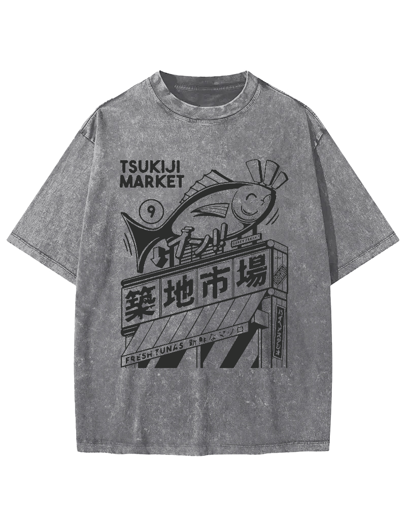 Tsukiji Seafood Market Vintage Washed T-shirt