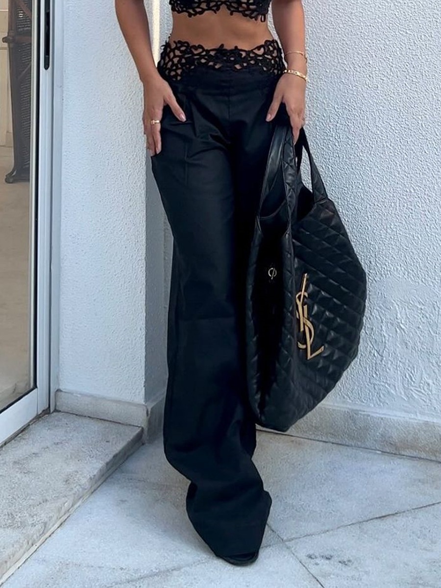 Plain Lace Patchwork Bikini And Skirt