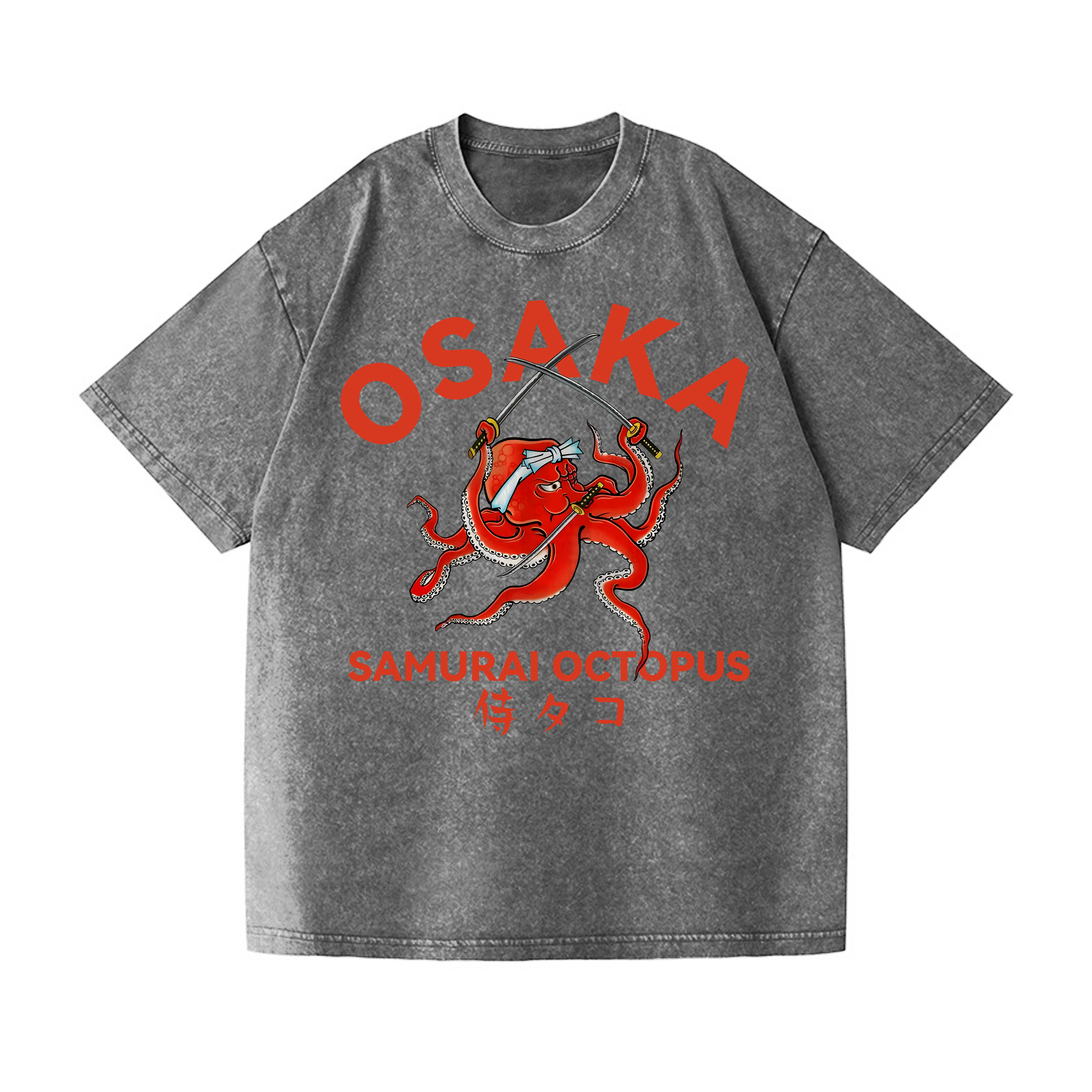 Samurai Octopus Vintage Wash Japanese Design T-Shirt