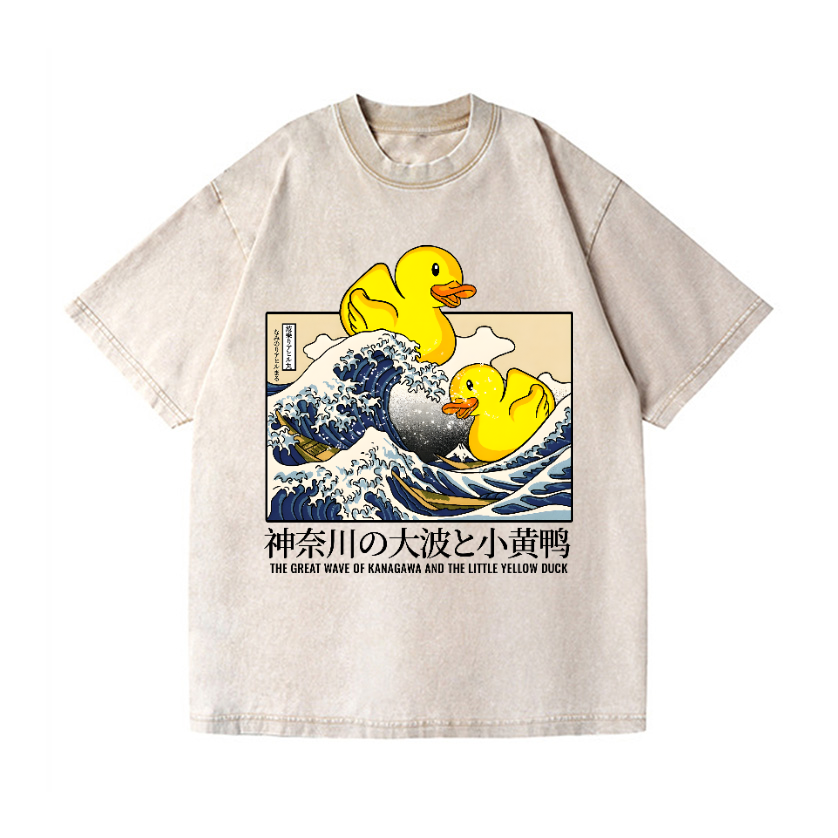 Great Wave Kanagawa Duck Vintage Wash Japanese Design T-Shirt
