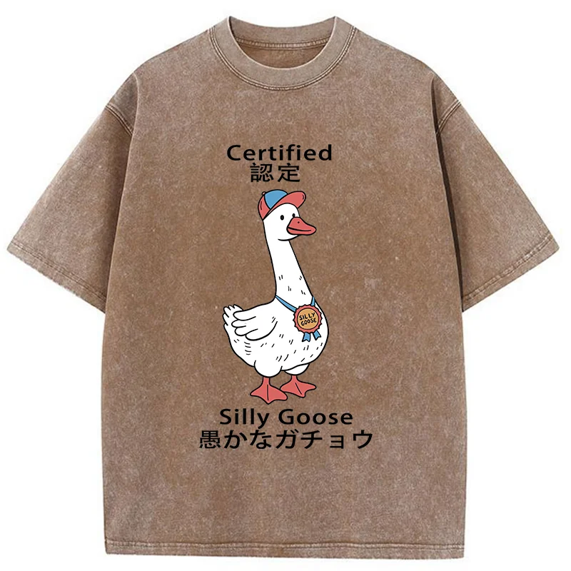Tokyo-Tiger Certified Funny Silly Goose  Washed T-Shirt