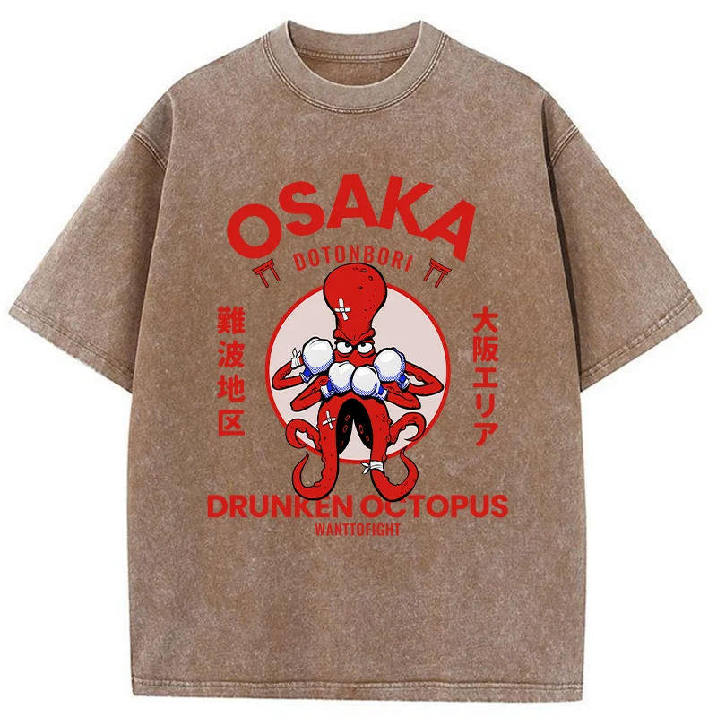 Tokyo-Tiger Osaka Octopus Monster Japan Washed T-Shirt