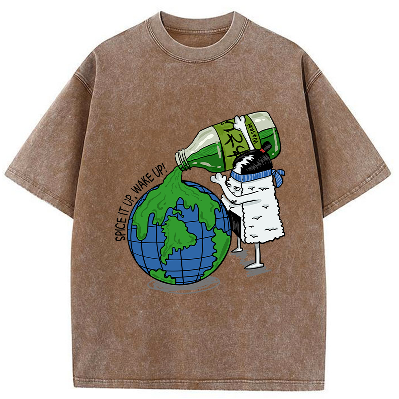   Funny Rice Ball With Wasabi Washed T-Shirt