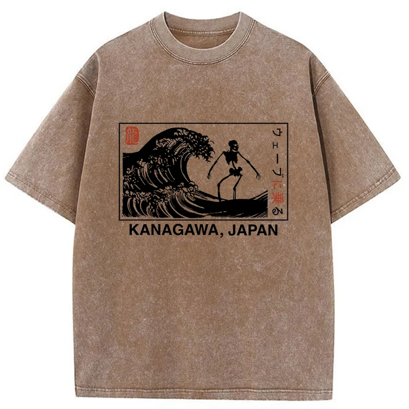   Skeleton Surfing Japan Washed T-Shirt