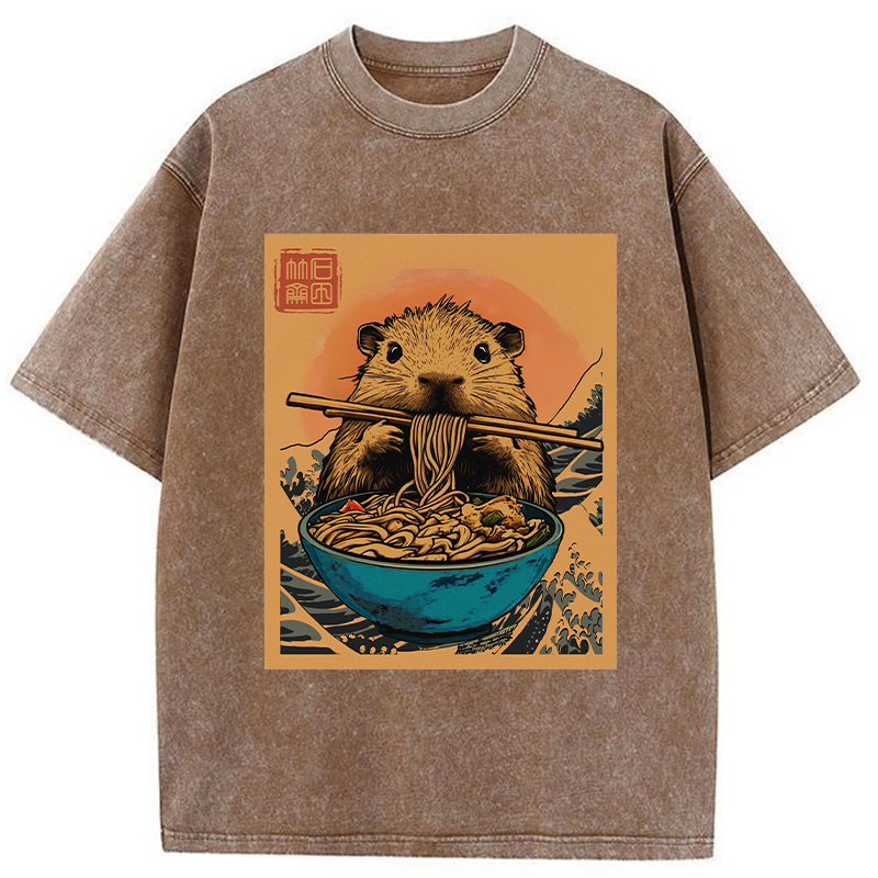 Opossum Eats Ramen Washed T-Shirt