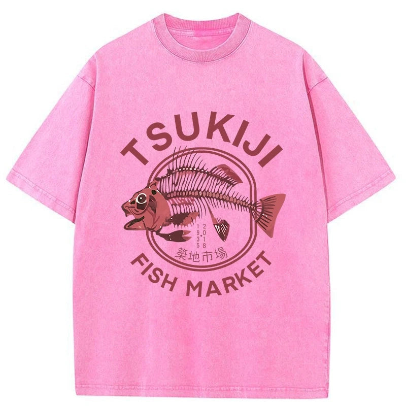 Tokyo Tsukiji Fish Market Vintage Japan Washed T-Shirt