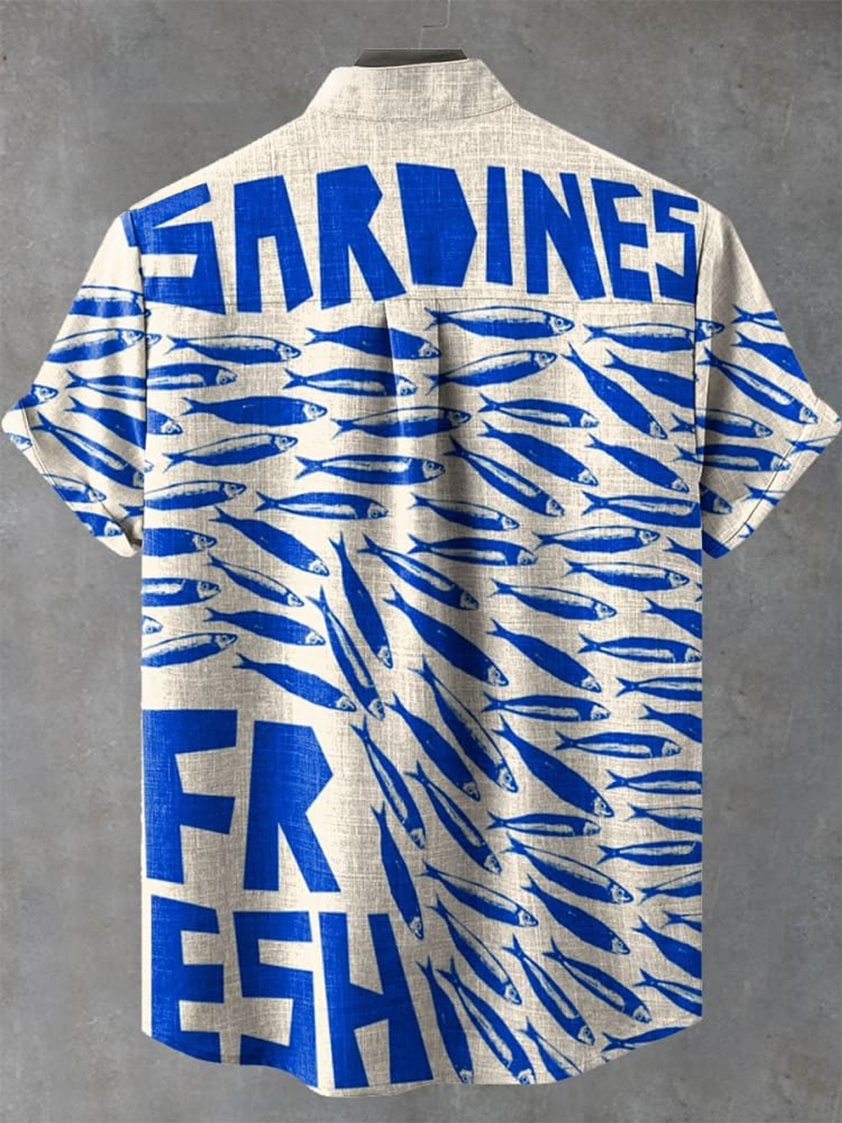 Vintage Fish Sardines Art Print Casual 100% Cotton Shirt