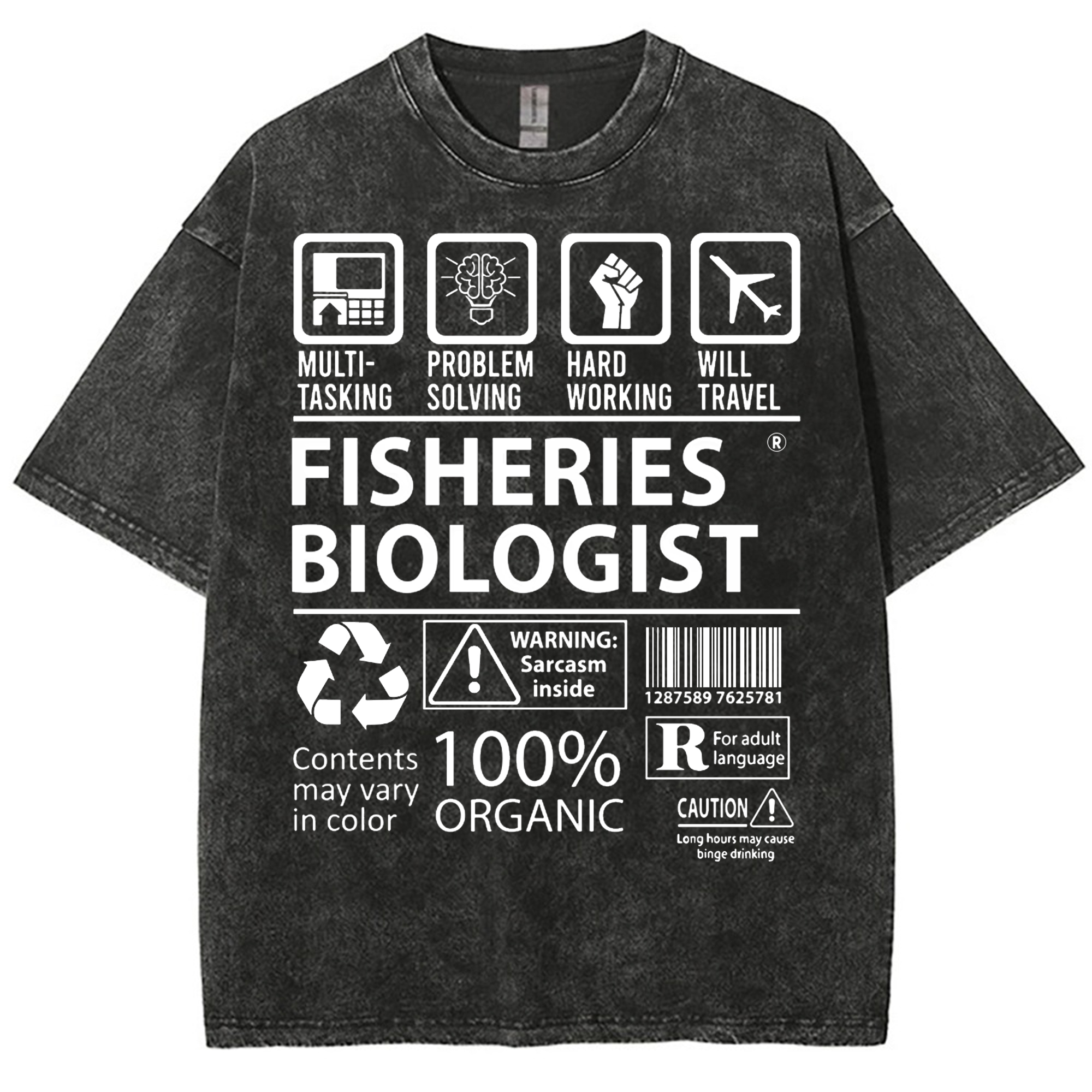 Unisex Fisheries Biologist Printed Washed Tee