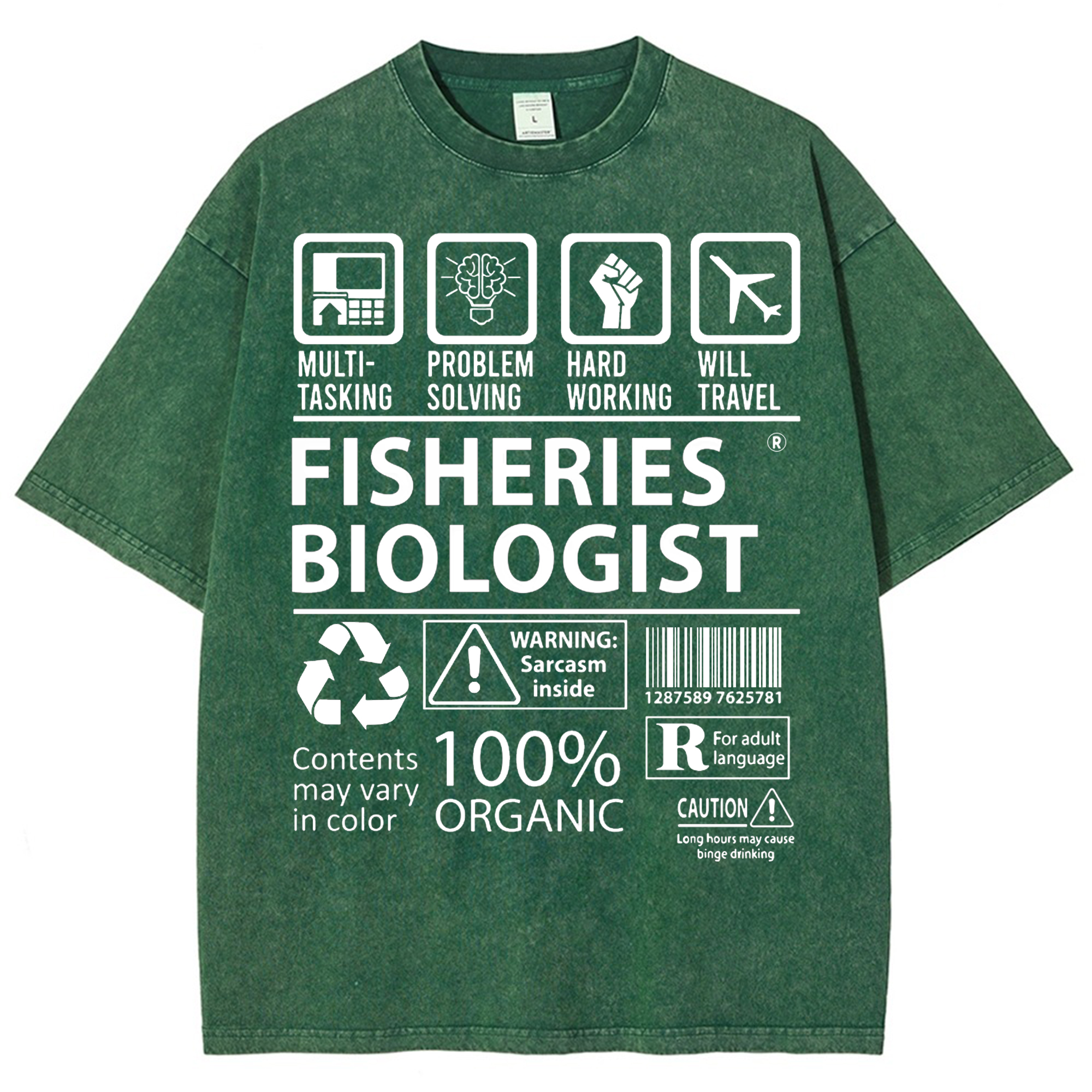 Unisex Fisheries Biologist Printed Washed Tee