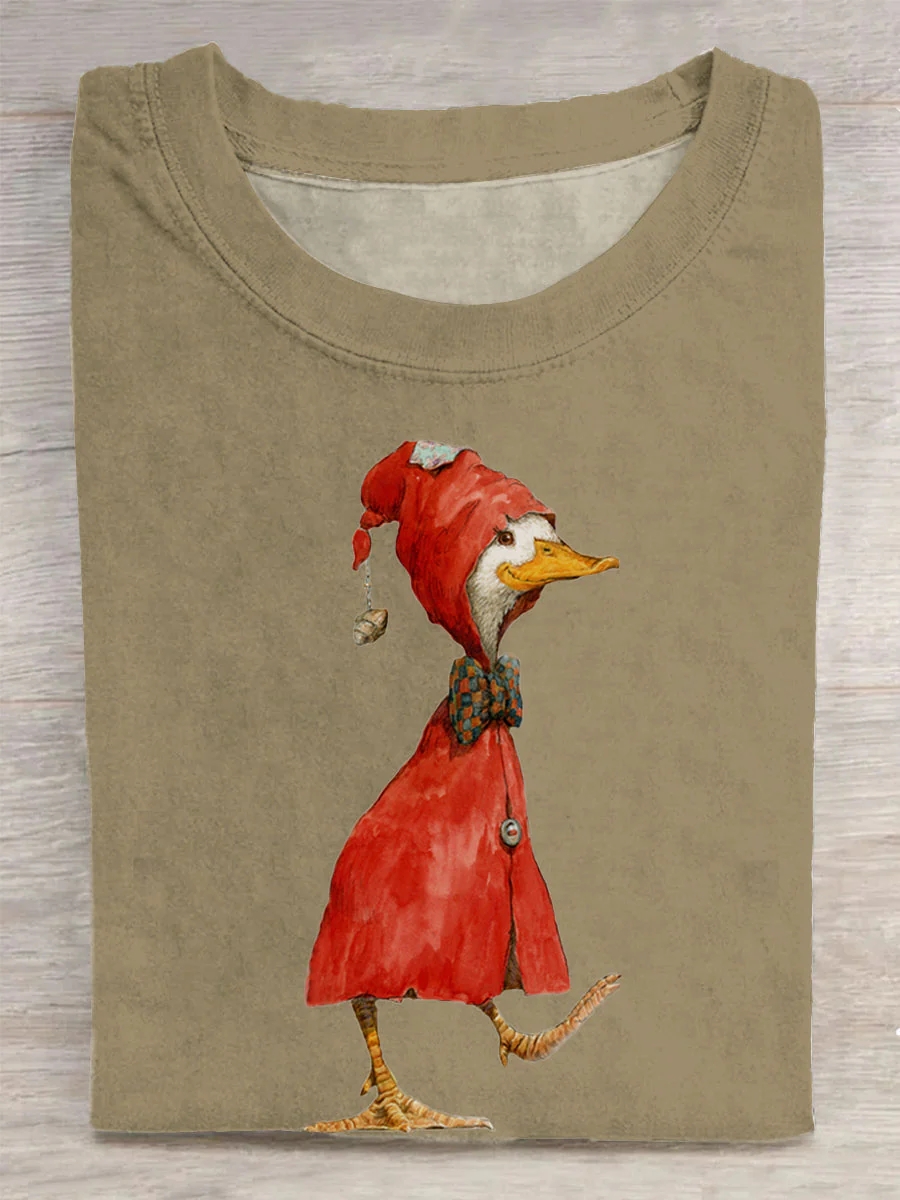 Cute Duck Art Print Casual T-Shirt