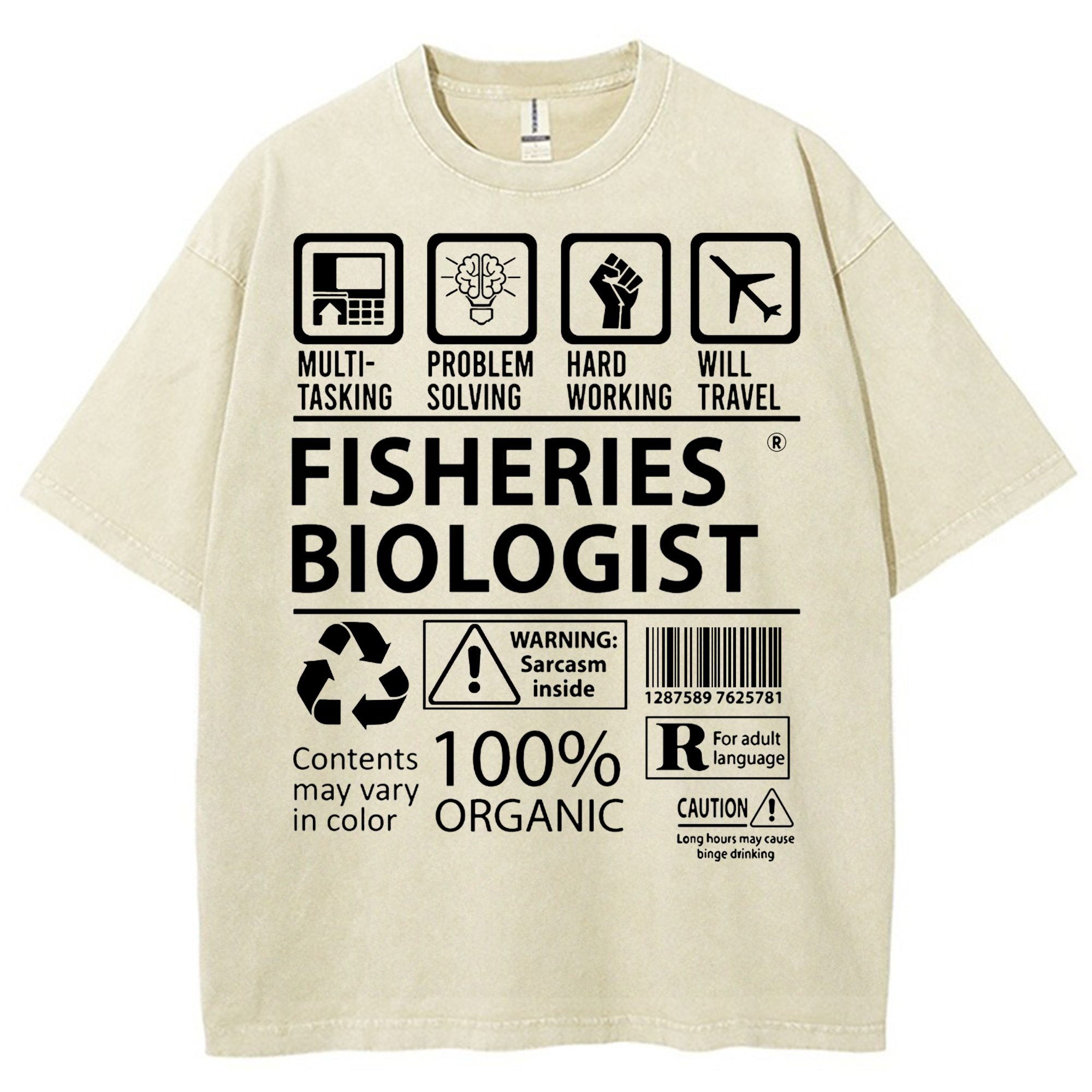 Unisex Fisheries Biologist Printed Washed Tee