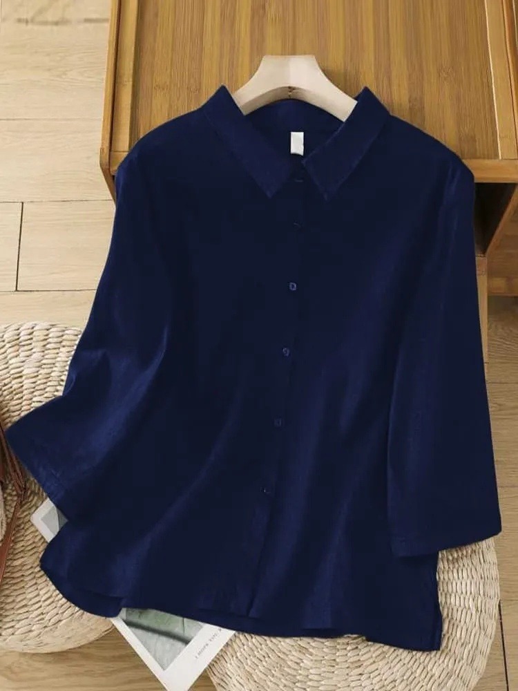 Women's Solid Color Button Half Elastic High Waist Casual Wide Leg Pants