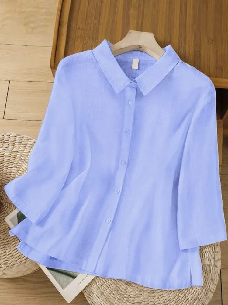 Women's Solid Color Button Half Elastic High Waist Casual Wide Leg Pants