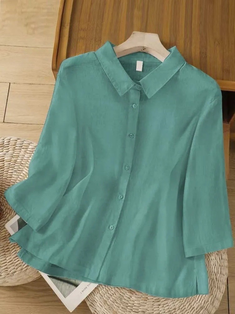 Women's Solid Color Button Half Elastic High Waist Casual Wide Leg Pants