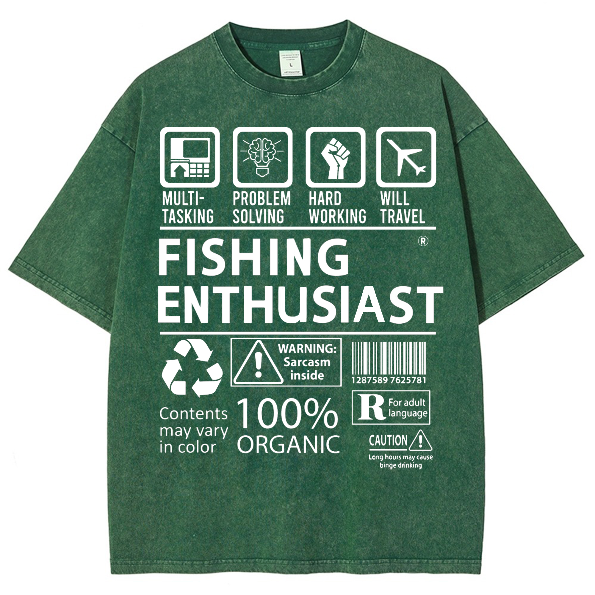 Unisex Fishing Enthusiast Printed Washed Tee