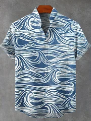 Vintage Simple Abstract Wave lines Art Print Casual Shirt