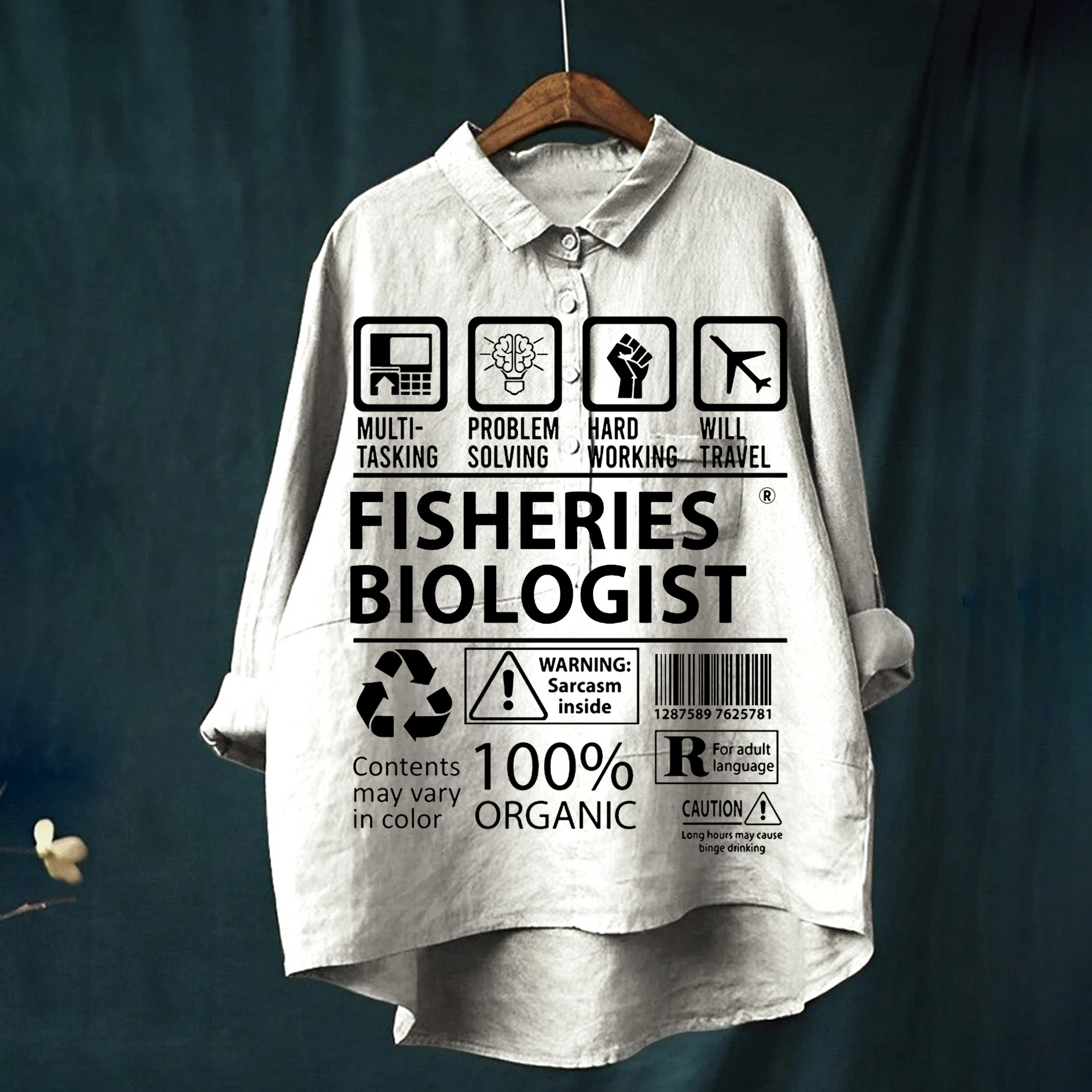 Women's Fisheries Biologist Printed Casual Shirt