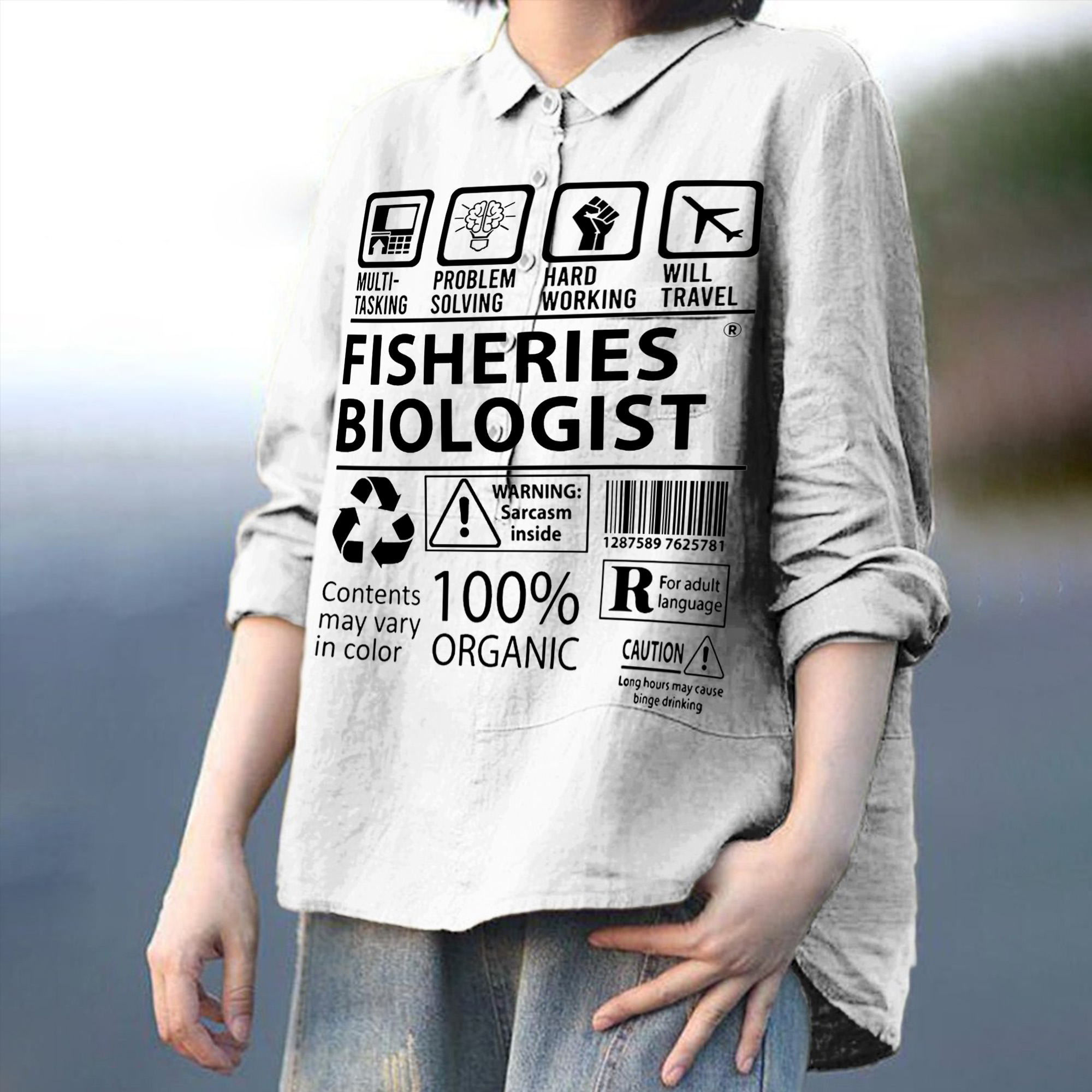 Women's Fisheries Biologist Printed Casual Shirt