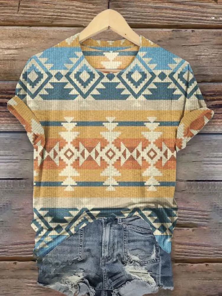 Vintage Aztec Art Graffiti Women's Print T-shirt