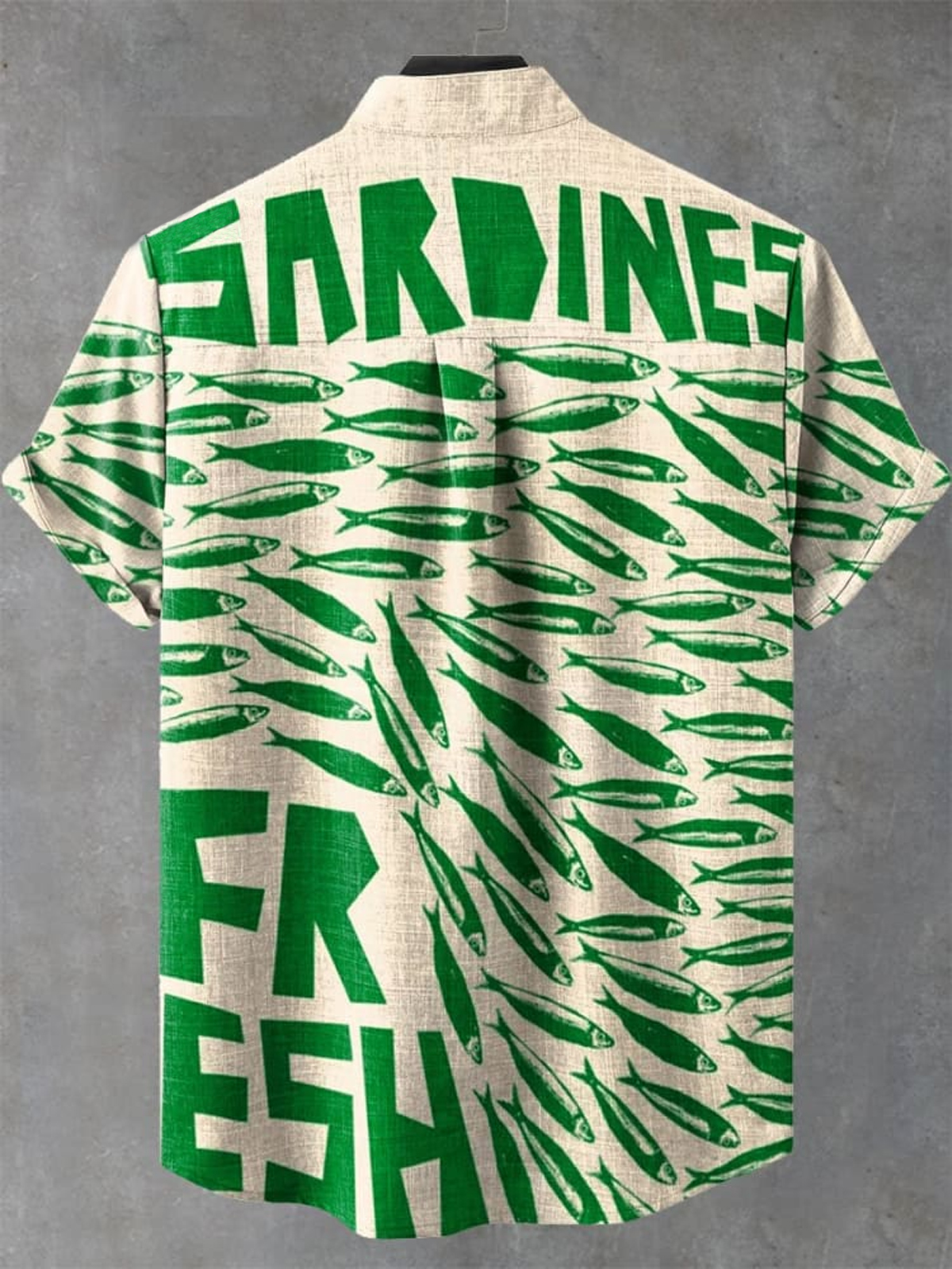 Vintage Fish Sardines Art Print Casual 100% Cotton Shirt