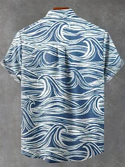 Vintage Simple Abstract Wave lines Art Print Casual Shirt