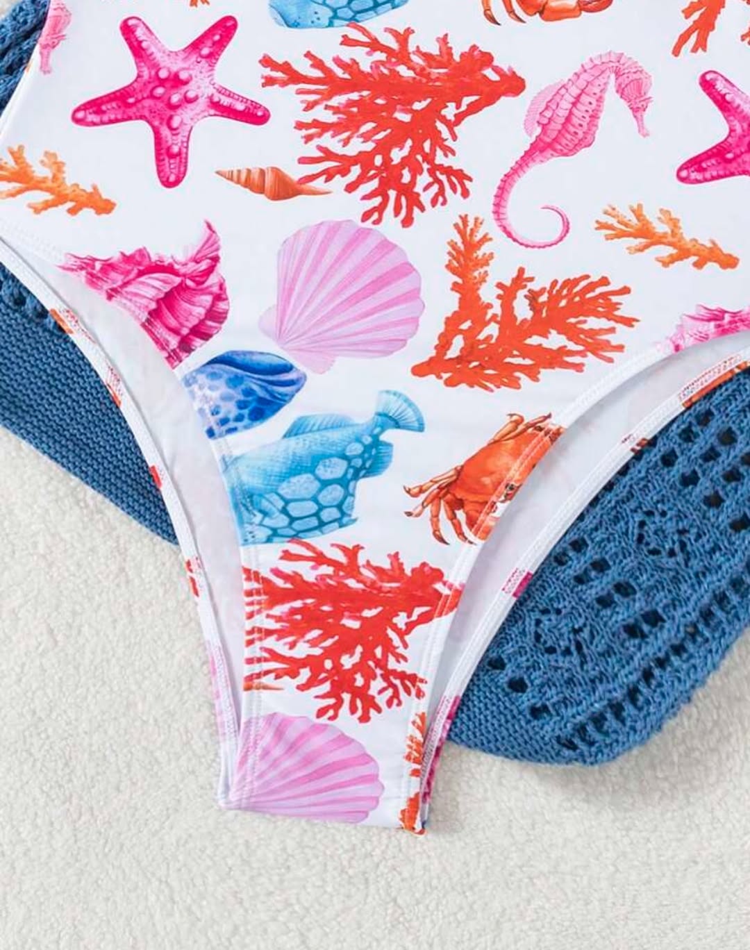 Pink Crab Printed One Piece Swimsuit