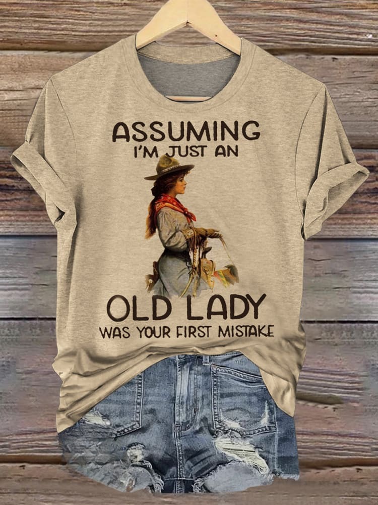 Cowgirl Print Casual Short Sleeve Top