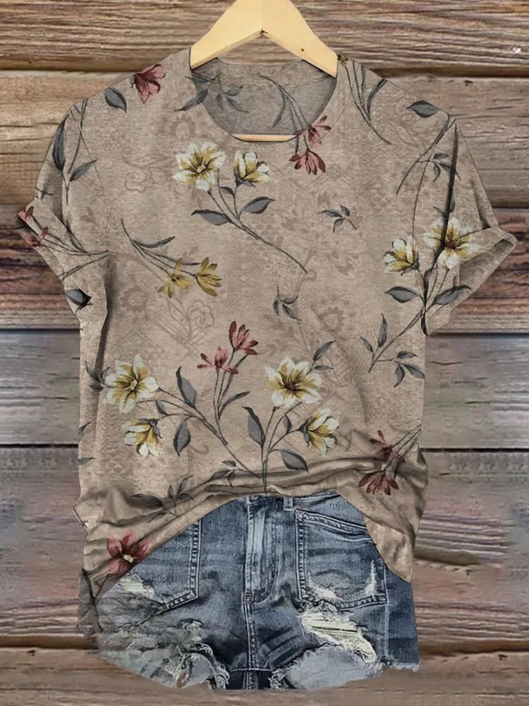 Women's Retro Floral Print Casual Top