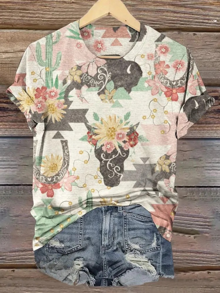Women's Bohemian Western Print Casual Top