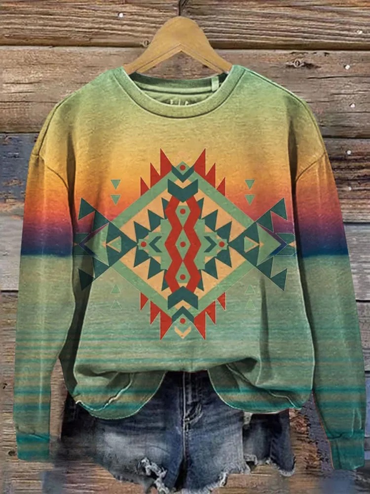 Aztec Prints Casual Cotton Sweatshirt