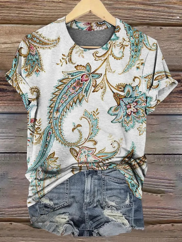 Paisley Printed Casual T-shirt