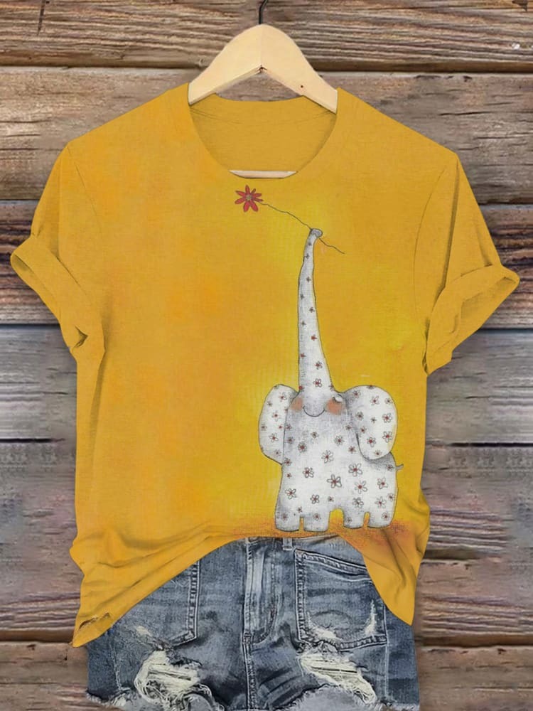 Vintage Farm Animals Print Casual T-shirt