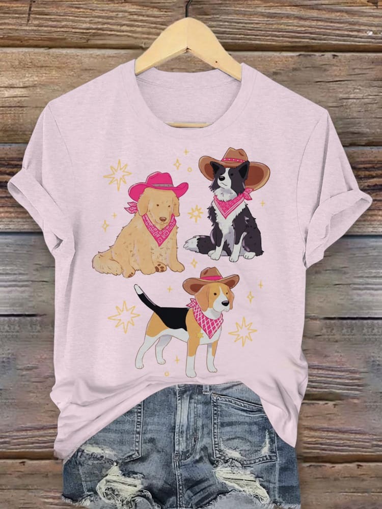 Vintage Farm Animals Print Casual T-shirt