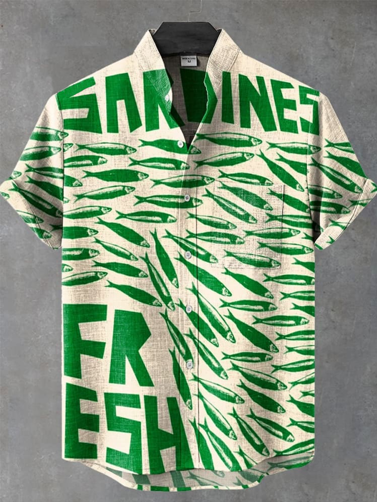 Vintage Fish Sardines Art Print Casual 100% Cotton Shirt