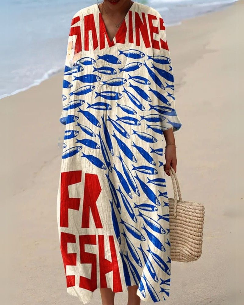 Women's Ocean Printed Maxi Dress