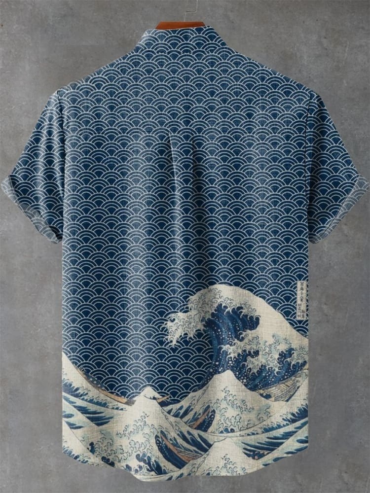 Great Wave Off Kanagawa Inspires Japanese Art Print Casual Shirt