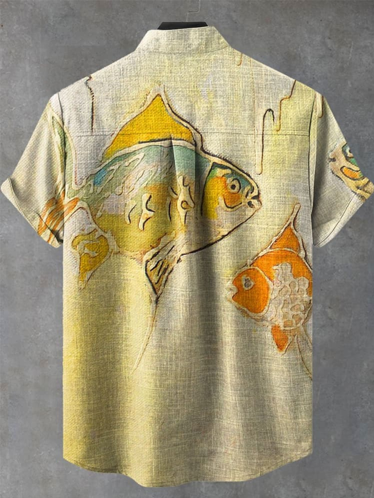 Vintage Fish Art Print Casual 100% Cotton Shirt