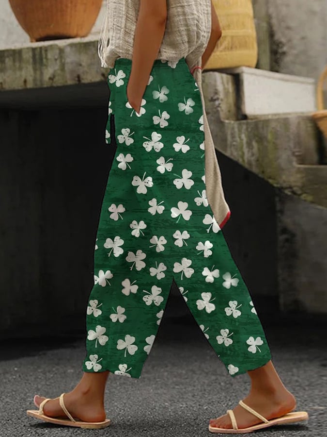 Women's Shamrock St. Patrick's Day Print Casual Pants