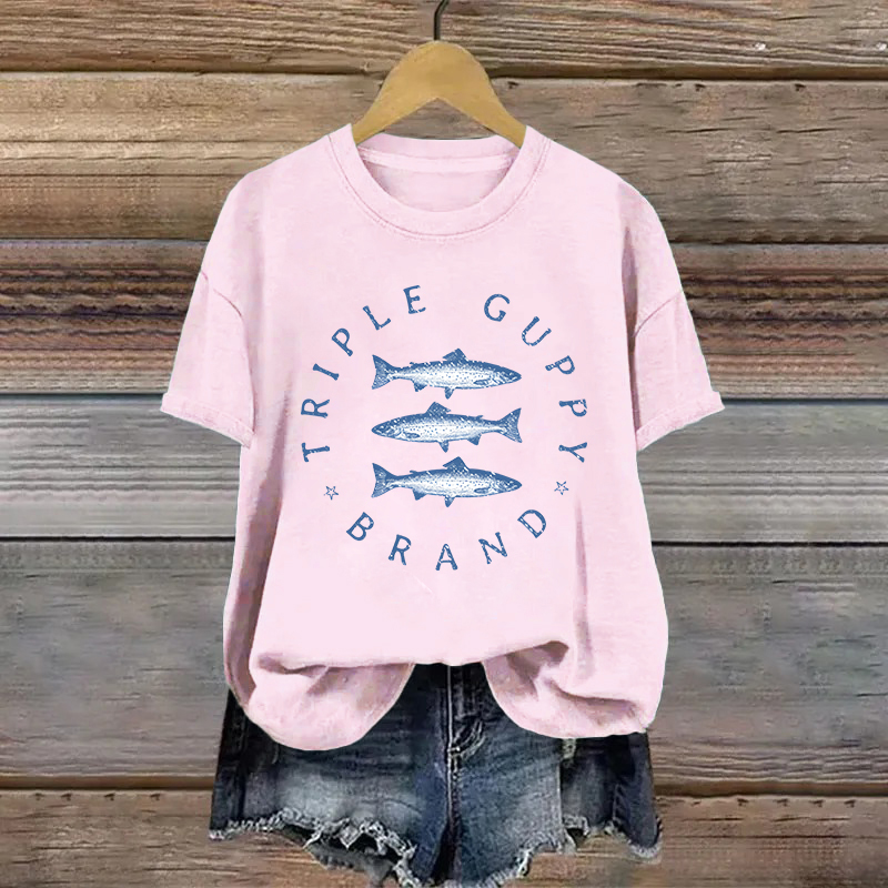 Cotton Vintage Fish Printed T-shirt