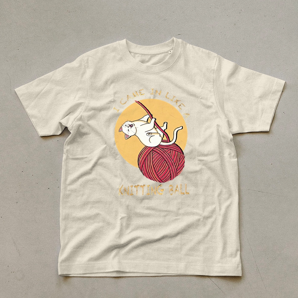 Wool Ball Cat Pattern Unisex Prints T-Shirt
