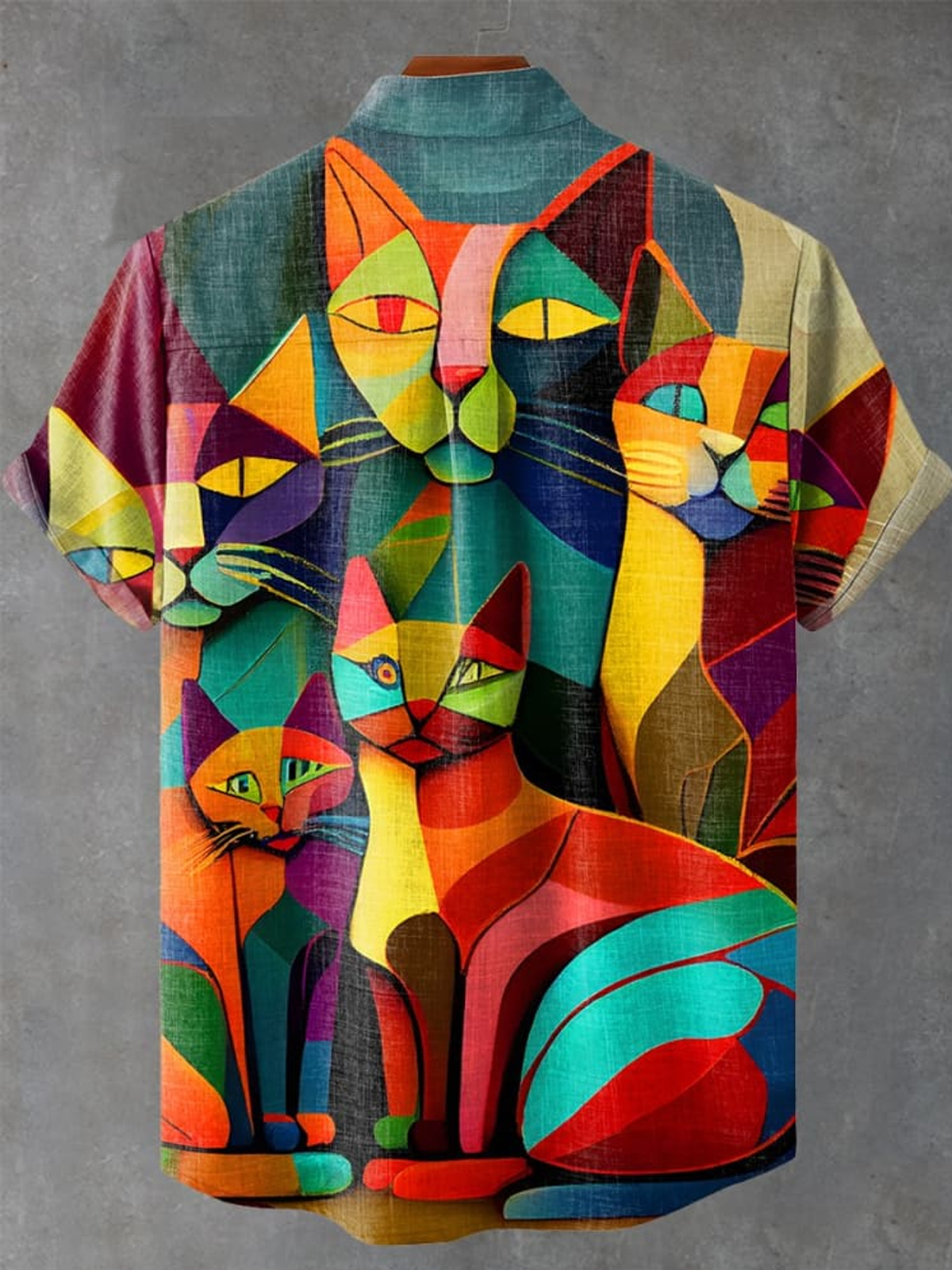 Vintage Cat Art Print Casual 100% Cotton Shirt