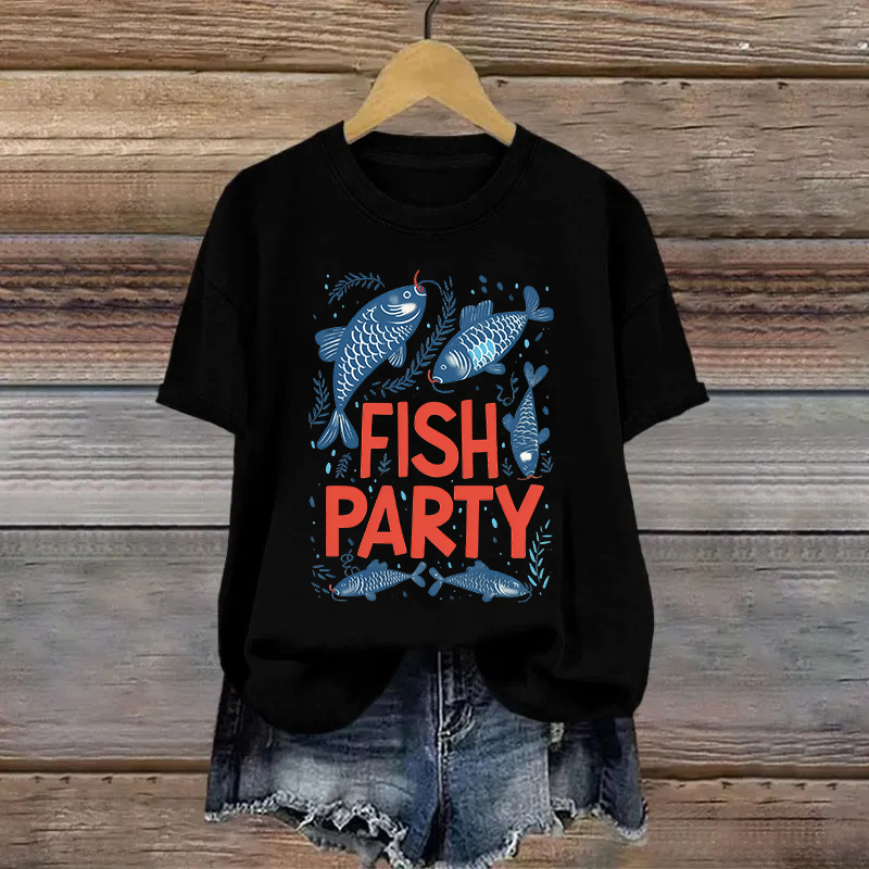 Cotton Fish Party Printed T-shirt