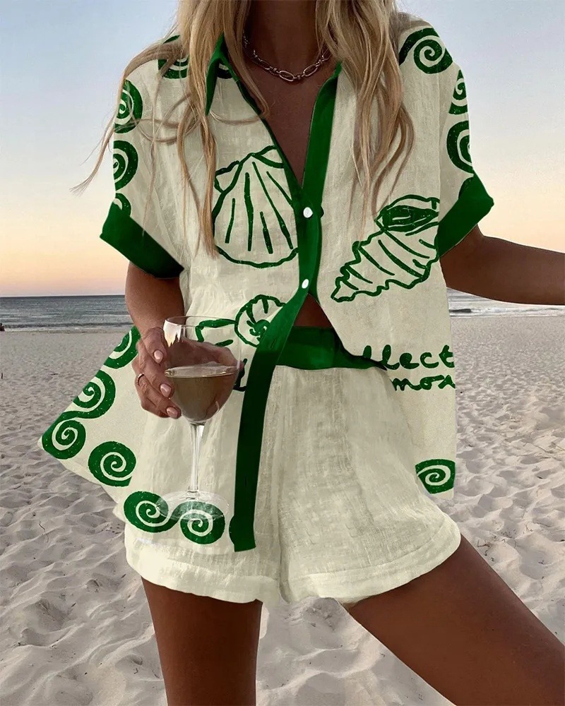 Sea Shell Printed Suspender Dress