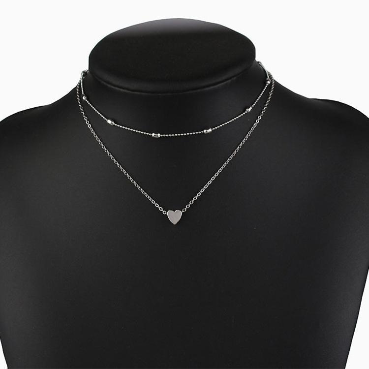 Fashion Female Clavicle Pendant Peach Heart Multi-Layer Clavicle Necklace