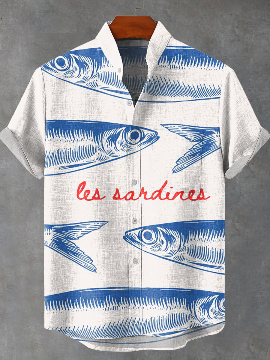 Sardines Tinned Fish Vintage Art Print Casual Shirt