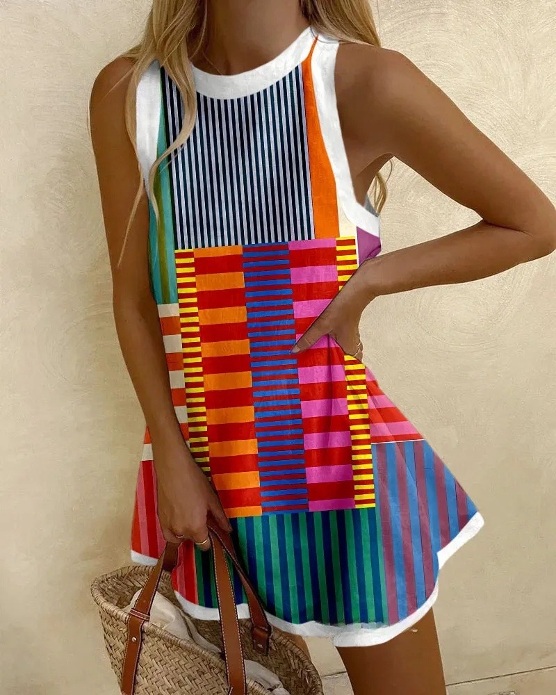 Abstract geometric print mini dress