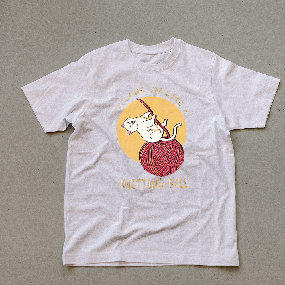 Wool Ball Cat Pattern Unisex Prints T-Shirt