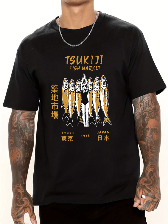 Tokyo Seafood Tsukiji Market Cotton casual T-shirt