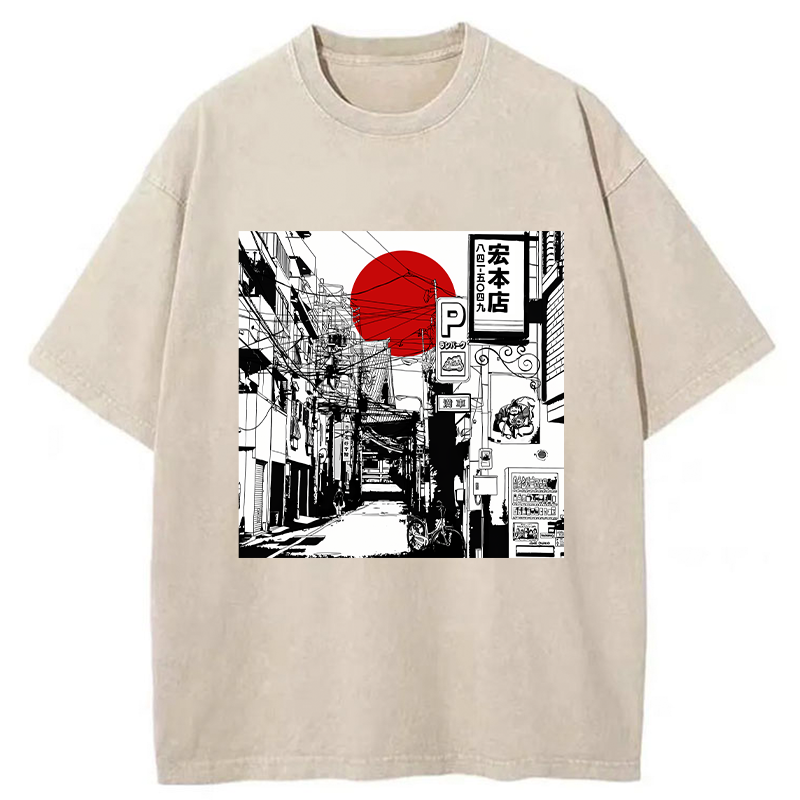 Sunrise On The Street Washed T-Shirt